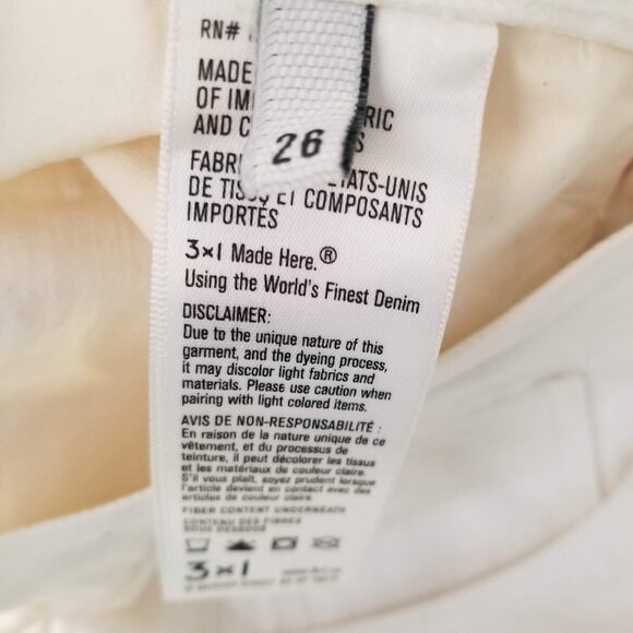 3x1 Bianca Women's Cropped White Fringe Straight Leg 100% Cotton Jeans 2… - Picture 9 of 11